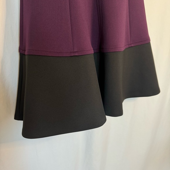 Calvin Klein Colorblock Purple & Black Scuba Fit & Flare Dress - Picture 4 of 7
